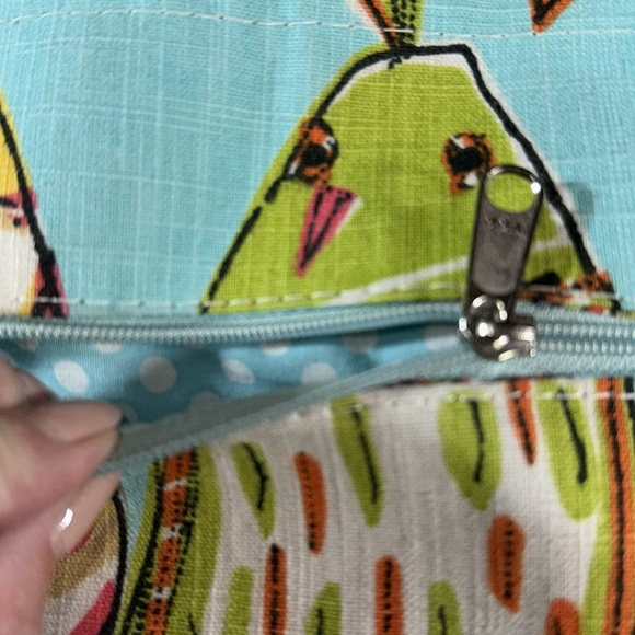 Berkshire Bags Sorrento Zip Top Multi-Pocket Artistic Fabric Footed Tote Bag - Picture 12 of 12